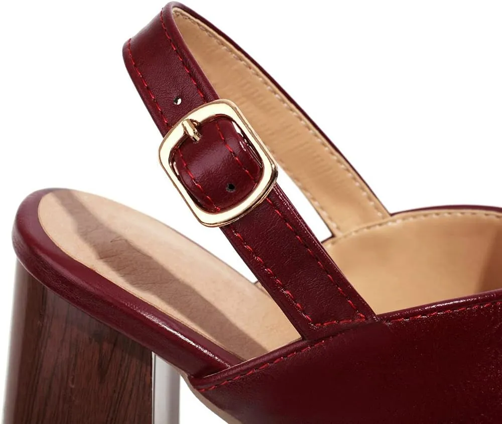 Agodor Women's Open Toe Chunky High Heels Strappy Slingback Sandals