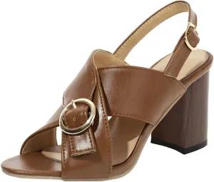 Agodor Women's Open Toe Chunky High Heels Strappy Slingback Sandals