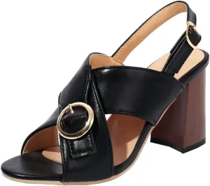 Agodor Women's Open Toe Chunky High Heels Strappy Slingback Sandals