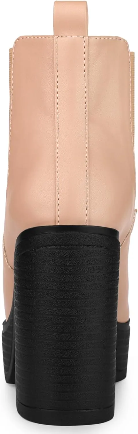 Allegra K Women's Platform Chunky High Heels Chelsea Ankle Boots