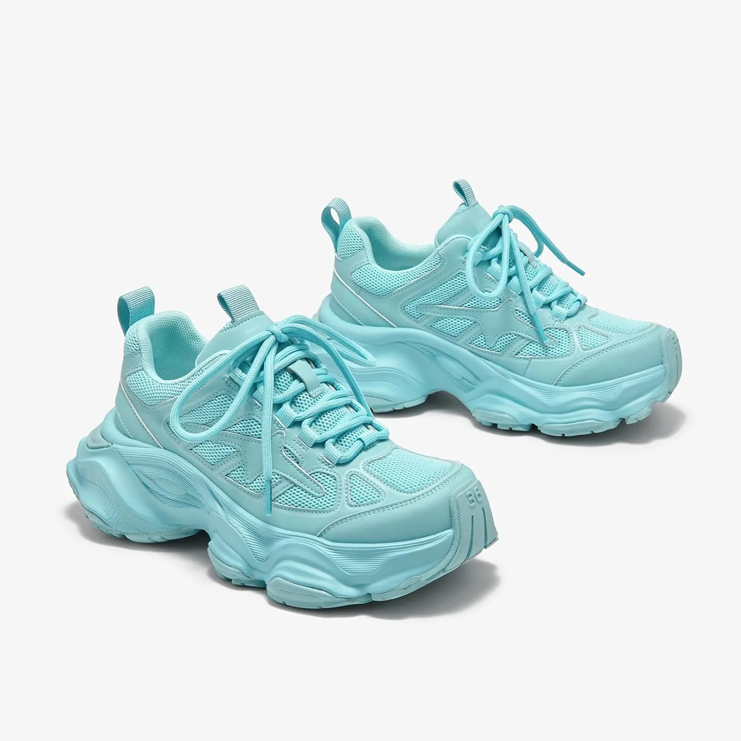 BEAU TODAY Womens Chunky Sneakers,Fashion Sneakers for Women,Lace-up Air Mesh Chunky Walking Tennis Shoes Treny Dad Sneakers