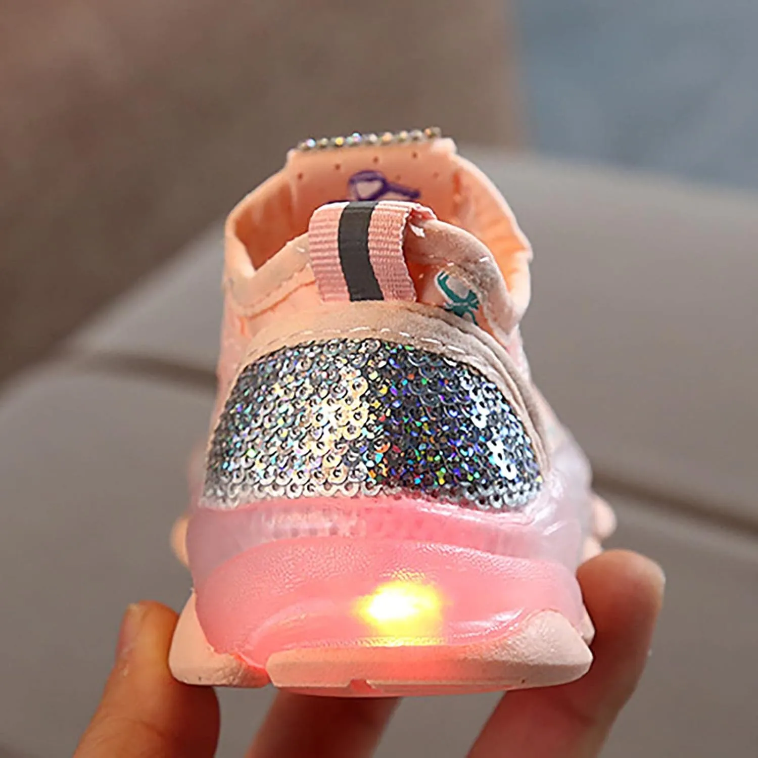 Boys Running Athletic Gym Shoes Girls Butterfly Print LED Light up Lightweight Breathable Sneakers