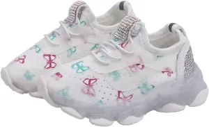 Boys Running Athletic Gym Shoes Girls Butterfly Print LED Light up Lightweight Breathable Sneakers