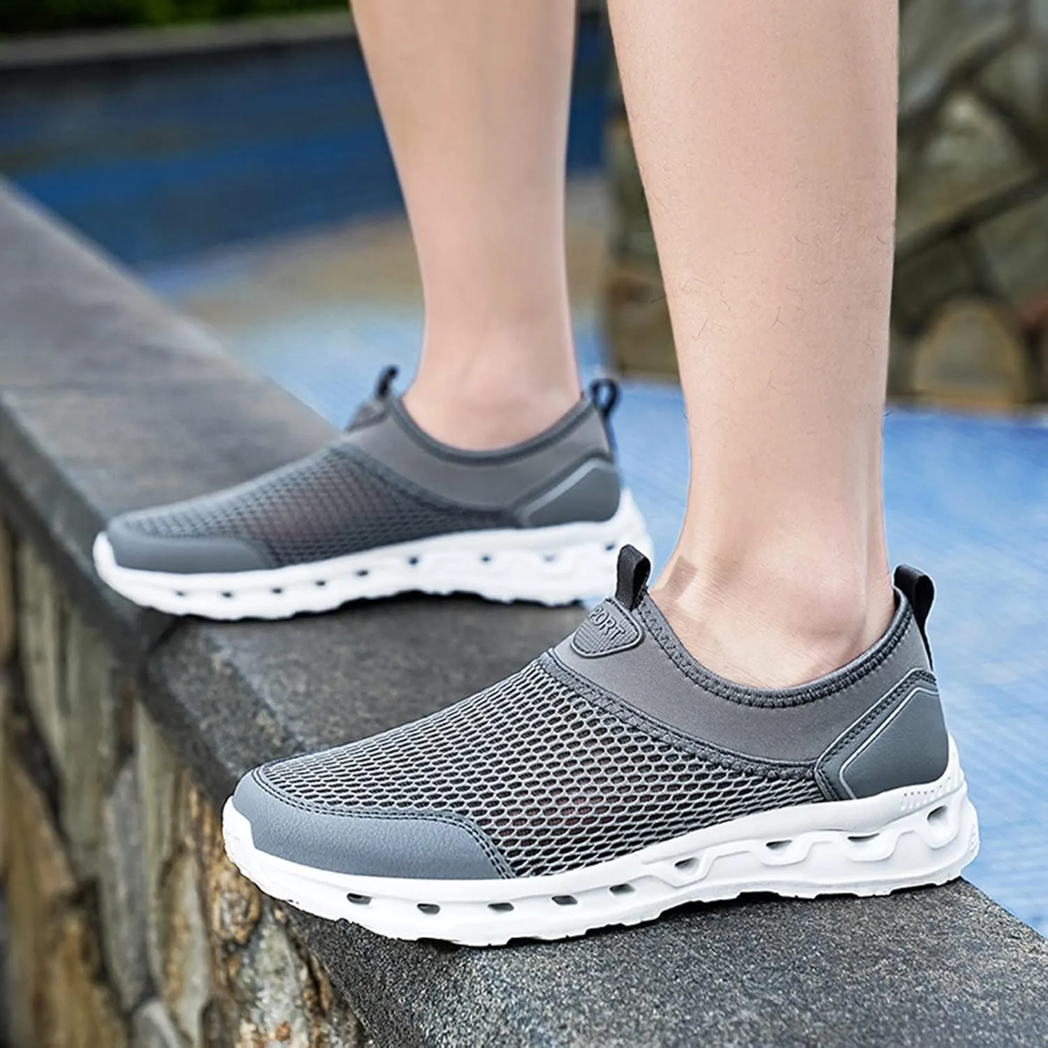 Breathable Diabetic Shoes for Men Lightweight Breathable Slip on Running Shoe Lightweight Elderly Slip on Shoes
