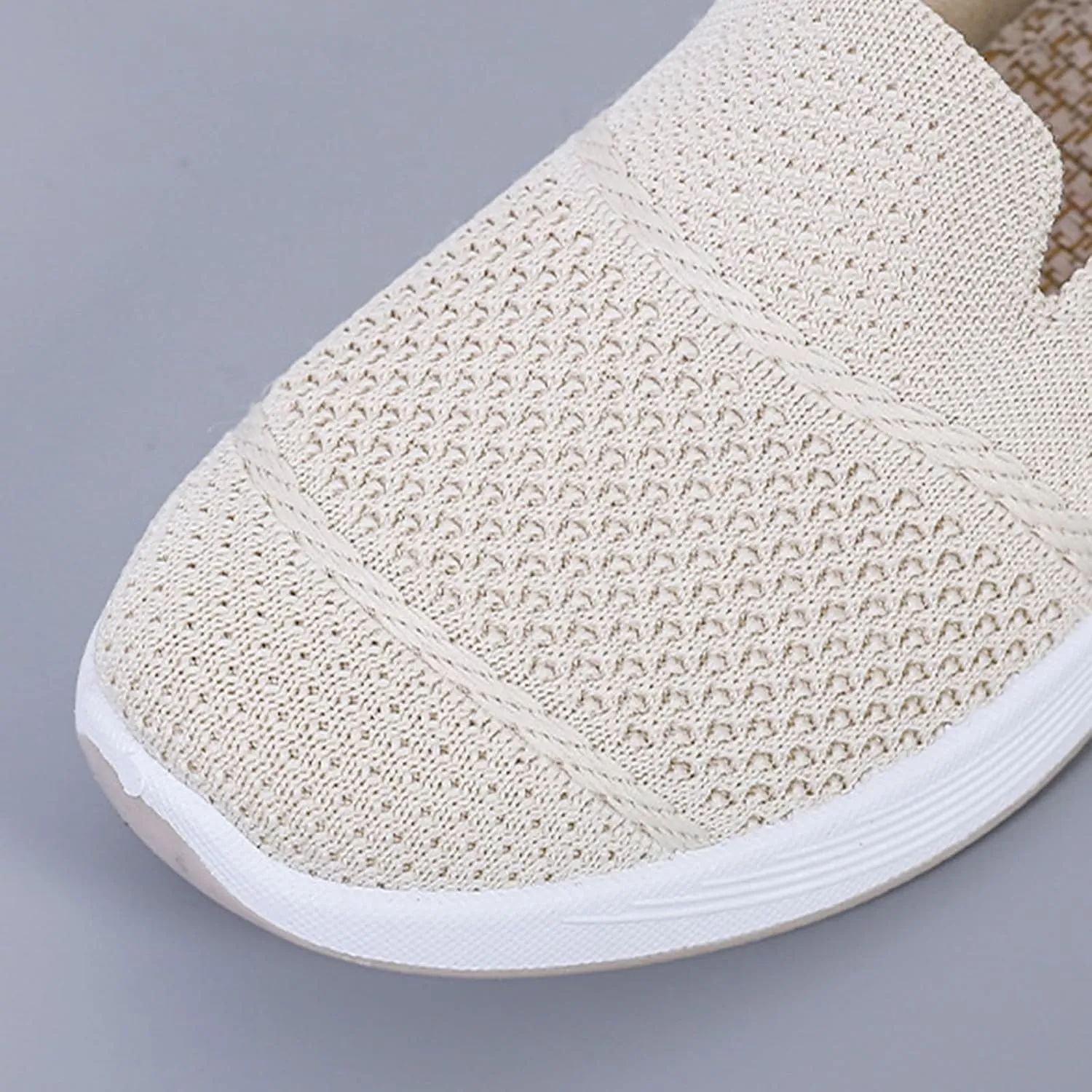 Canbebig Walking Shoes Women Woven Orthopedic Breathable Soft Shoes Hands Free Slip on Sneakers with Arch Support Breathable Nurse Shoe for Work Travel