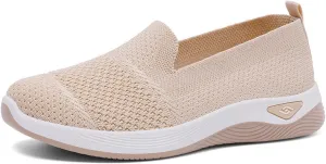 Canbebig Walking Shoes Women Woven Orthopedic Breathable Soft Shoes Hands Free Slip on Sneakers with Arch Support Breathable Nurse Shoe for Work Travel
