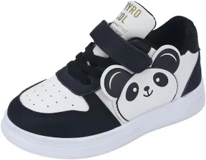 Children's Low-Top Canvas Sneakers  Casual Lace-Up Streetwear Shoes with Chunky Sole, Panda Pattern, and Anti-Slip Design