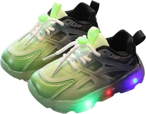 Children's Sneakers Color Gradient LED Light Shoes Dad Shoes Lace Up Soft Soles Shoes Toddler Girls Sneakers