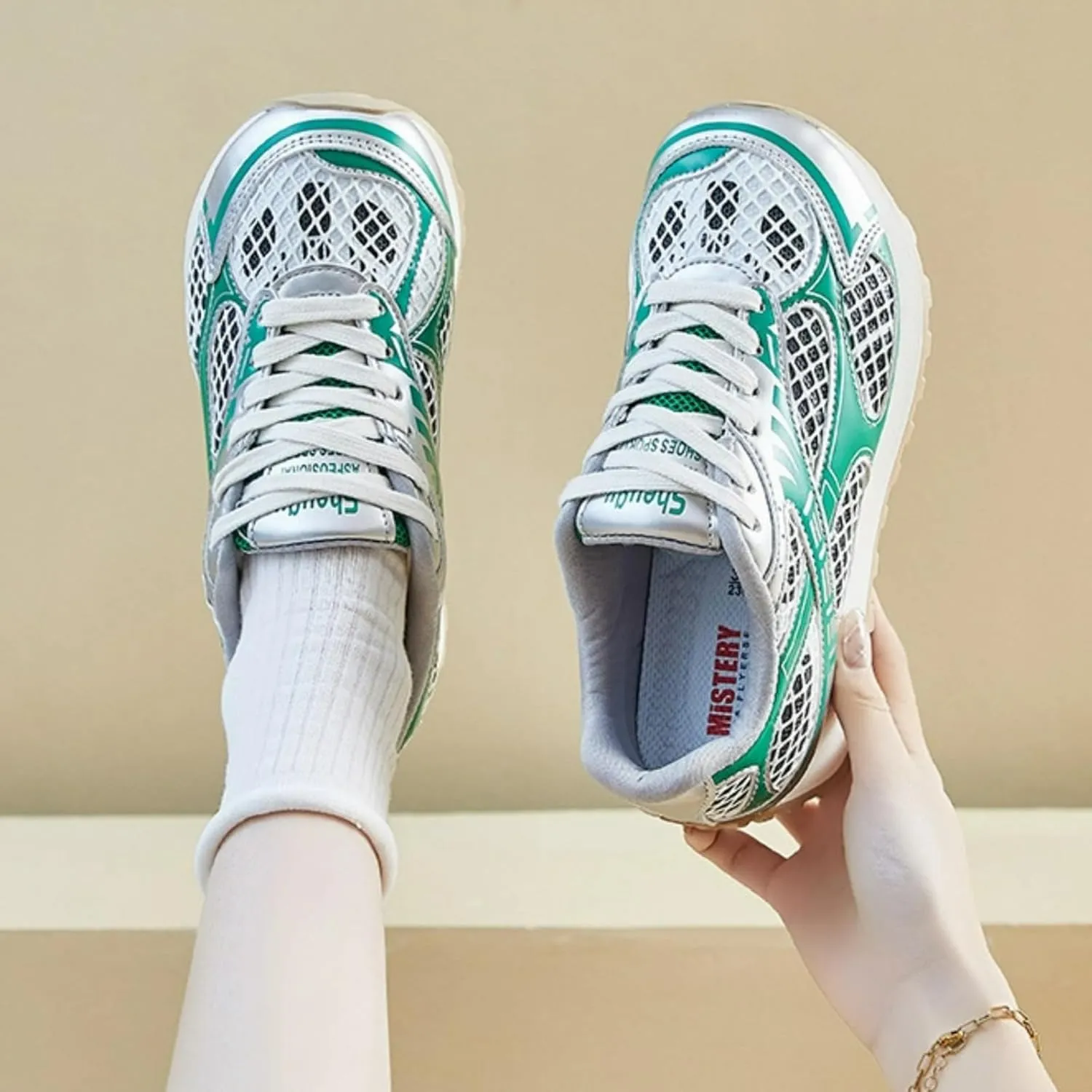 Chunky Platform Sneakers Women Breathable Retro Y2K Aesthetic 1.8" Height Increase Mesh Dad Shoes Casual Outfit Walking Shoes