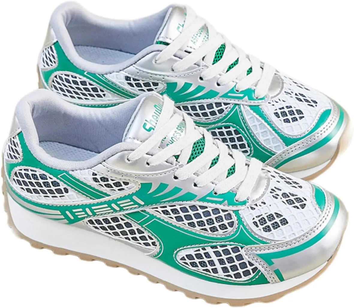 Chunky Platform Sneakers Women Breathable Retro Y2K Aesthetic 1.8" Height Increase Mesh Dad Shoes Casual Outfit Walking Shoes