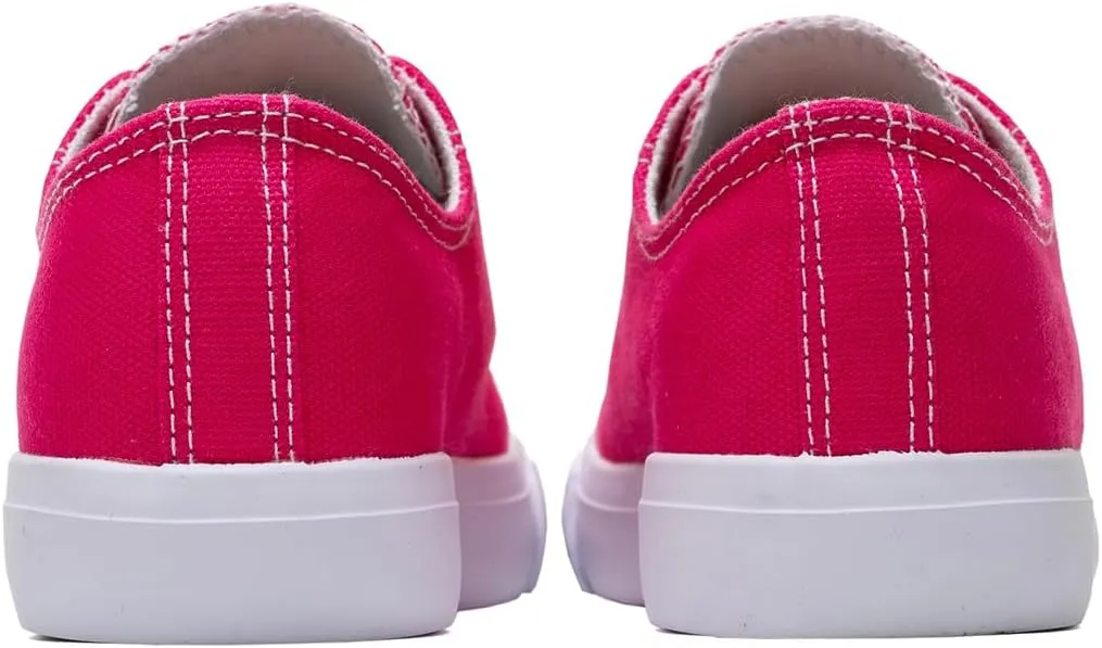 Classic Unisex Low-Top Canvas Sneakers  Boys Girls and Toddler Casual Lace-Up Shoes with Rubber Sole, Includes Extra White Shoelaces