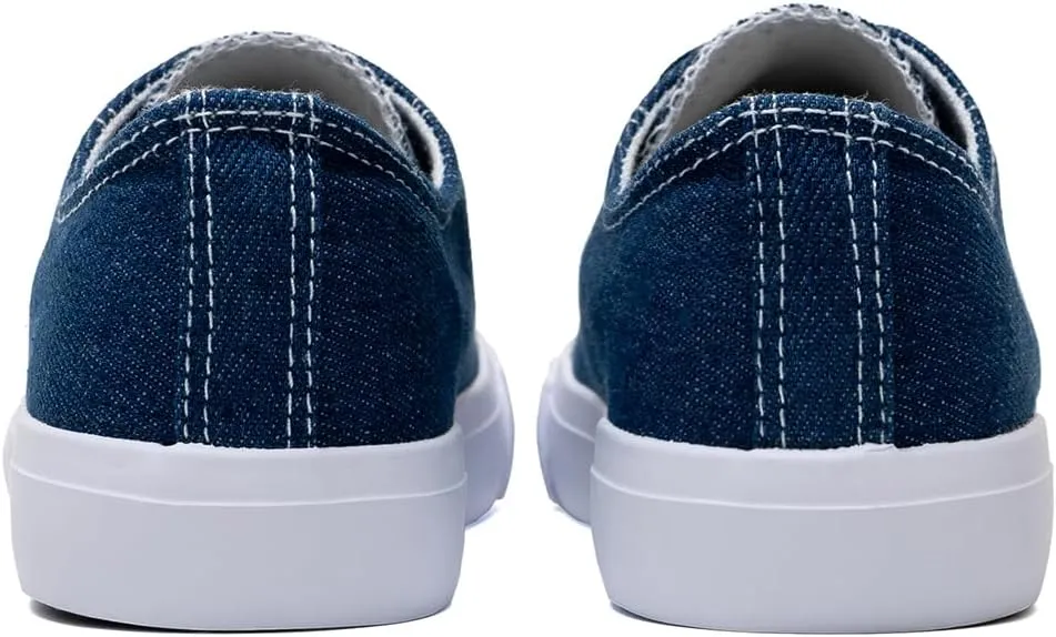 Classic Unisex Low-Top Canvas Sneakers  Boys Girls and Toddler Casual Lace-Up Shoes with Rubber Sole, Includes Extra White Shoelaces