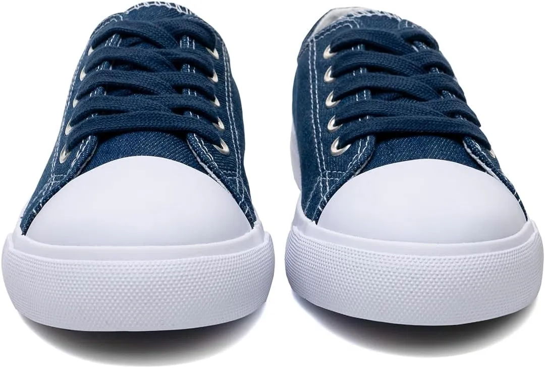 Classic Unisex Low-Top Canvas Sneakers  Boys Girls and Toddler Casual Lace-Up Shoes with Rubber Sole, Includes Extra White Shoelaces