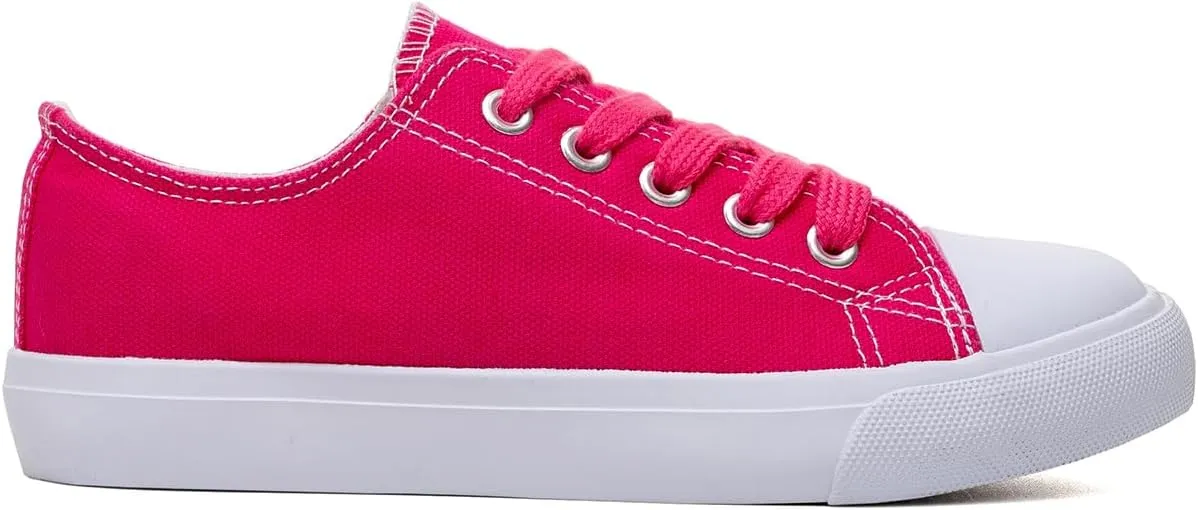 Classic Unisex Low-Top Canvas Sneakers  Boys Girls and Toddler Casual Lace-Up Shoes with Rubber Sole, Includes Extra White Shoelaces