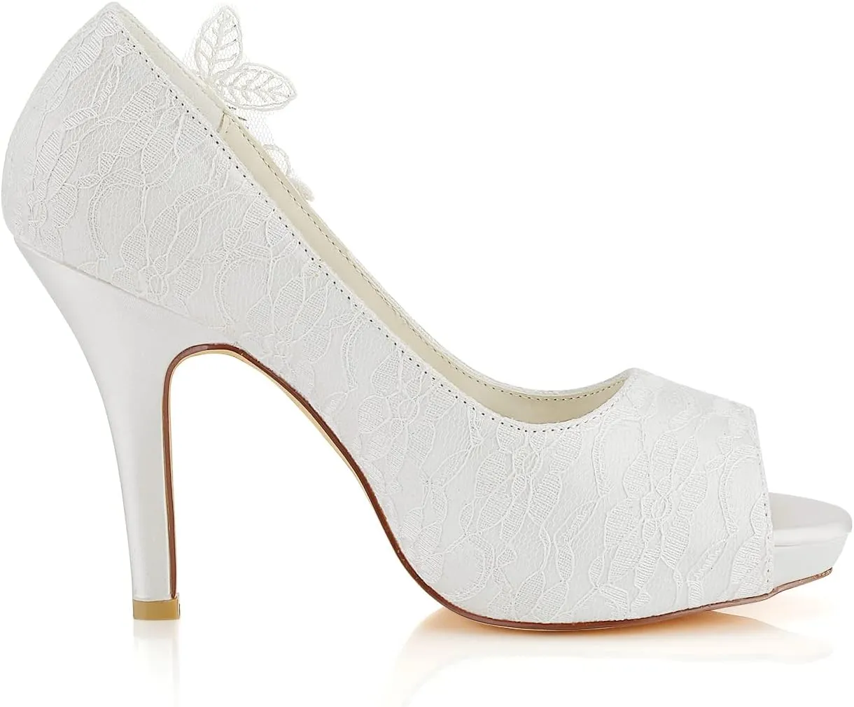 Emily Bridal Wedding Shoes Lace Wedding Shoes Ivory Lace Peep Toe High Heel Bridal Shoes