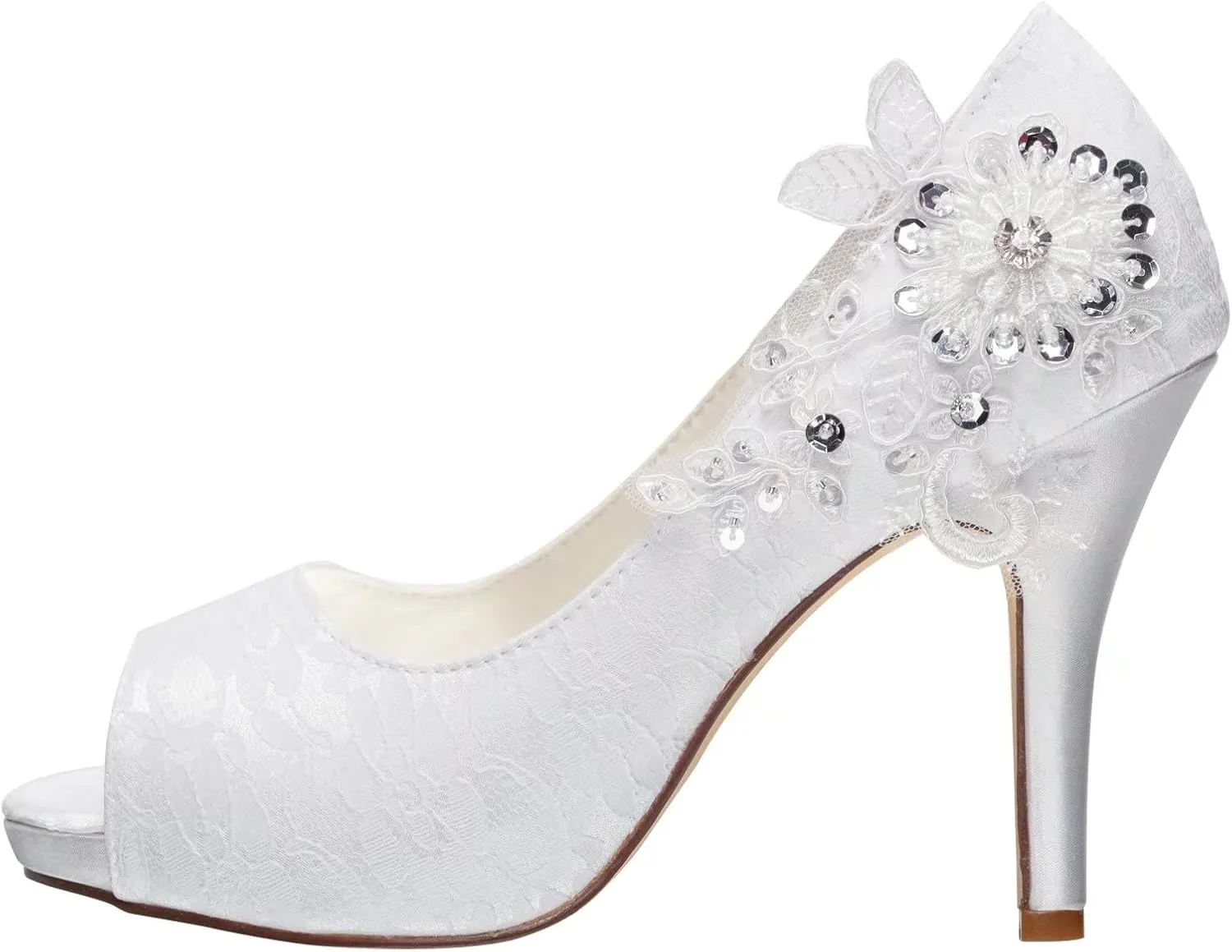 Emily Bridal Wedding Shoes Lace Wedding Shoes Ivory Lace Peep Toe High Heel Bridal Shoes