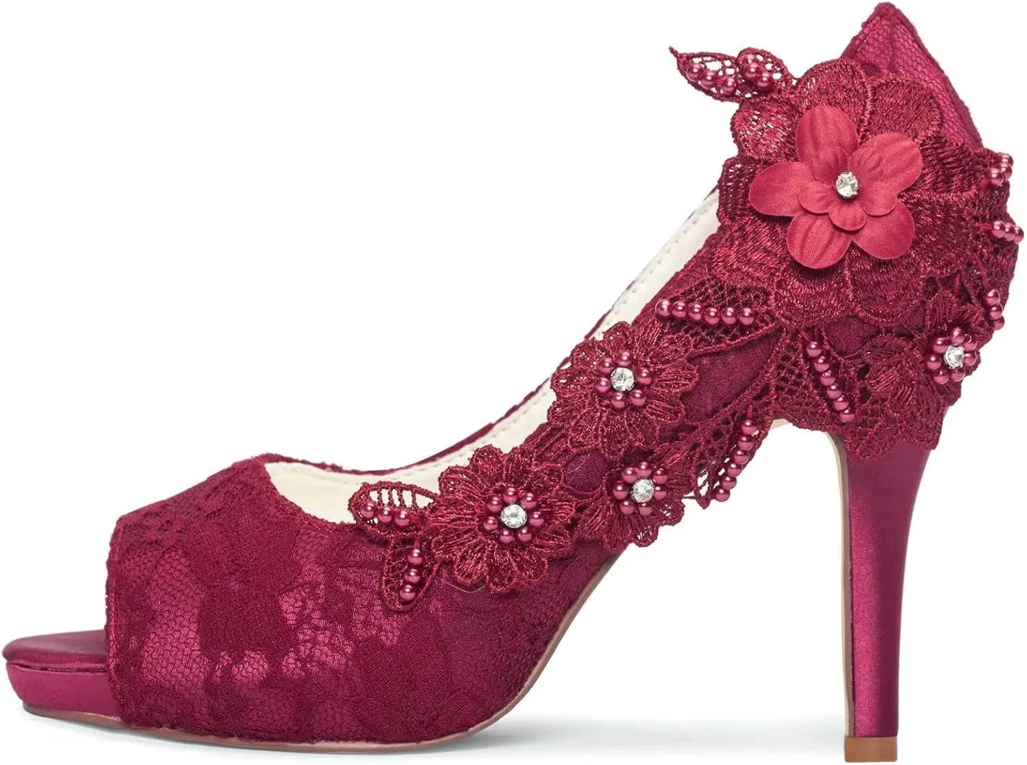 Emily Bridal Wedding Shoes Lace Wedding Shoes Ivory Lace Peep Toe High Heel Bridal Shoes