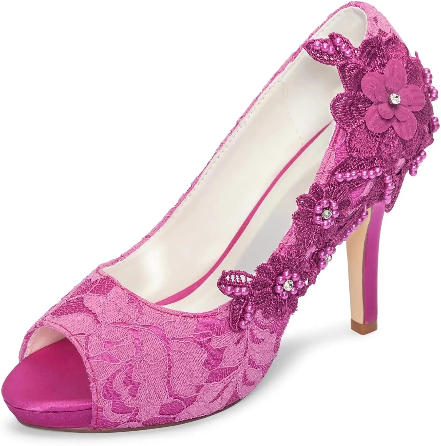 Emily Bridal Wedding Shoes Lace Wedding Shoes Ivory Lace Peep Toe High Heel Bridal Shoes