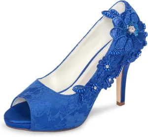 Emily Bridal Wedding Shoes Lace Wedding Shoes Ivory Lace Peep Toe High Heel Bridal Shoes