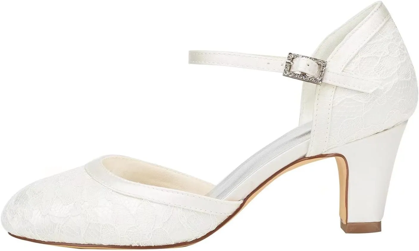 Emily Bridal Wedding Shoes Women's Lace Satin Stiletto Heel Pumps Sandals
