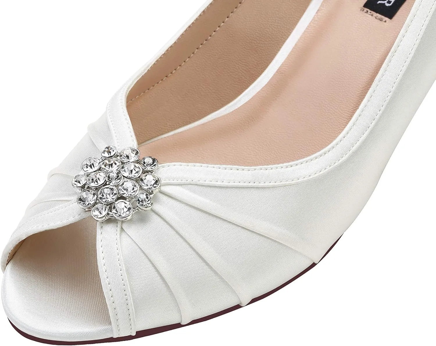 ERIJUNOR Women Comfortable Low Heel Wedges Peep Toe Wedding Shoes