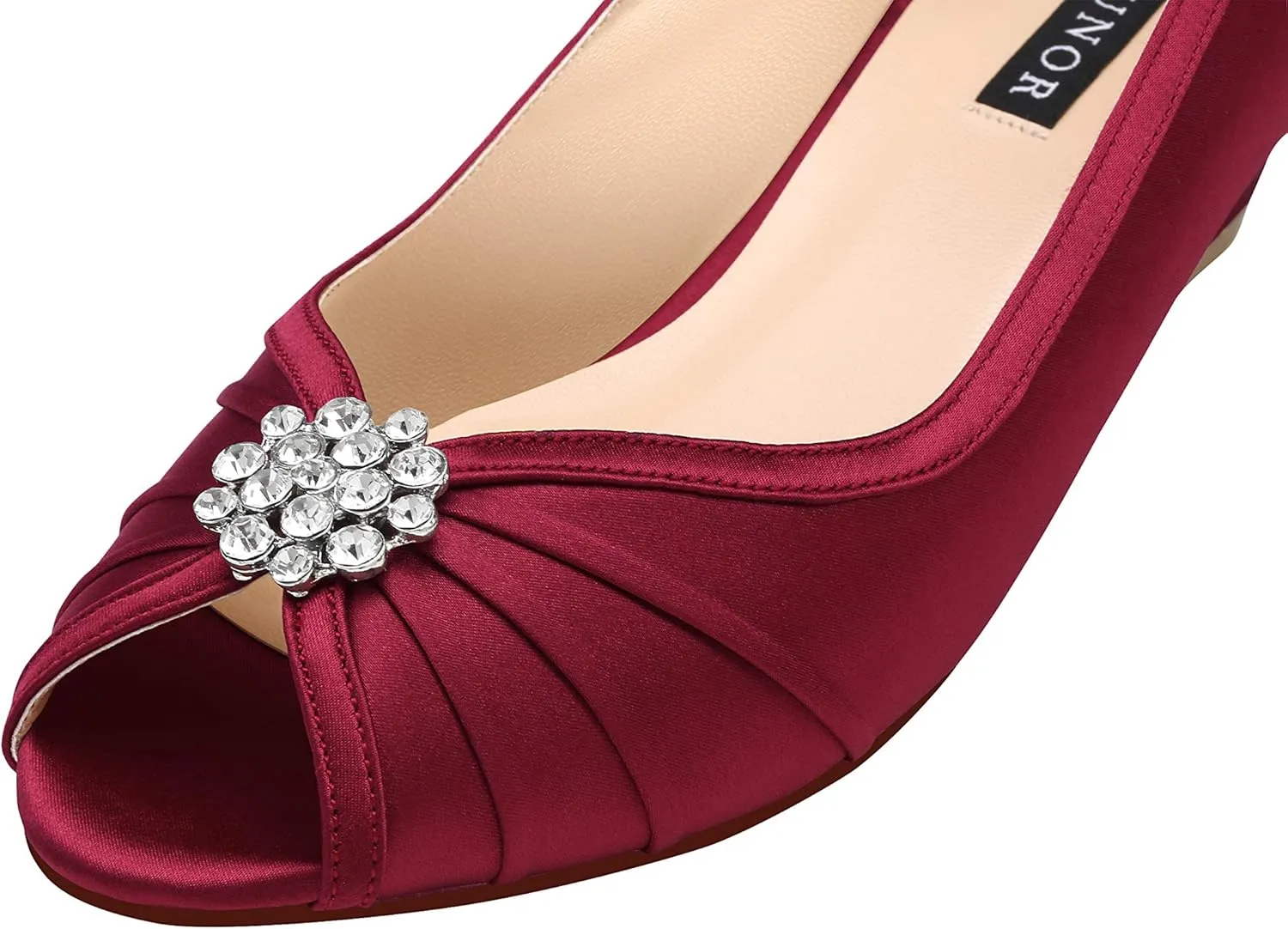 ERIJUNOR Women Comfortable Low Heel Wedges Peep Toe Wedding Shoes