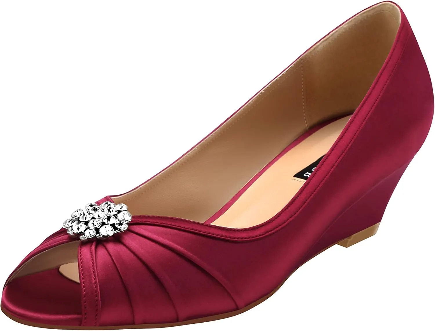 ERIJUNOR Women Comfortable Low Heel Wedges Peep Toe Wedding Shoes