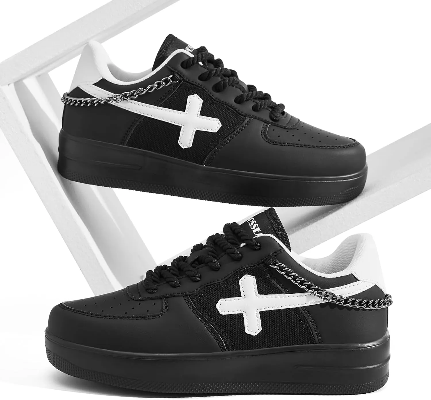 FANVOSSEM Chunky Platform Sneakers for WomenWomen's Comfy Sparkly Dad Shoes Lace-Up Casual Walking & Sport Work Sneaker