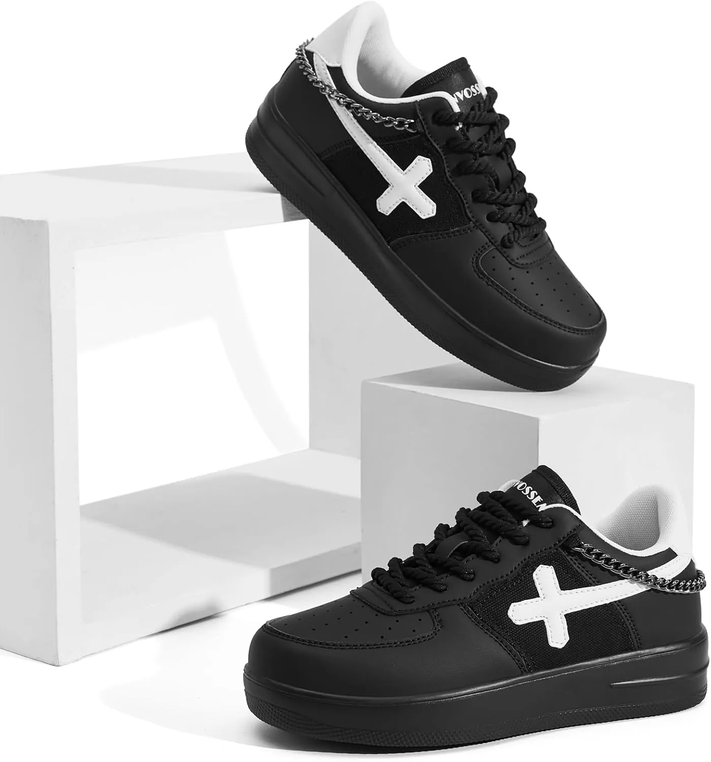 FANVOSSEM Chunky Platform Sneakers for WomenWomen's Comfy Sparkly Dad Shoes Lace-Up Casual Walking & Sport Work Sneaker