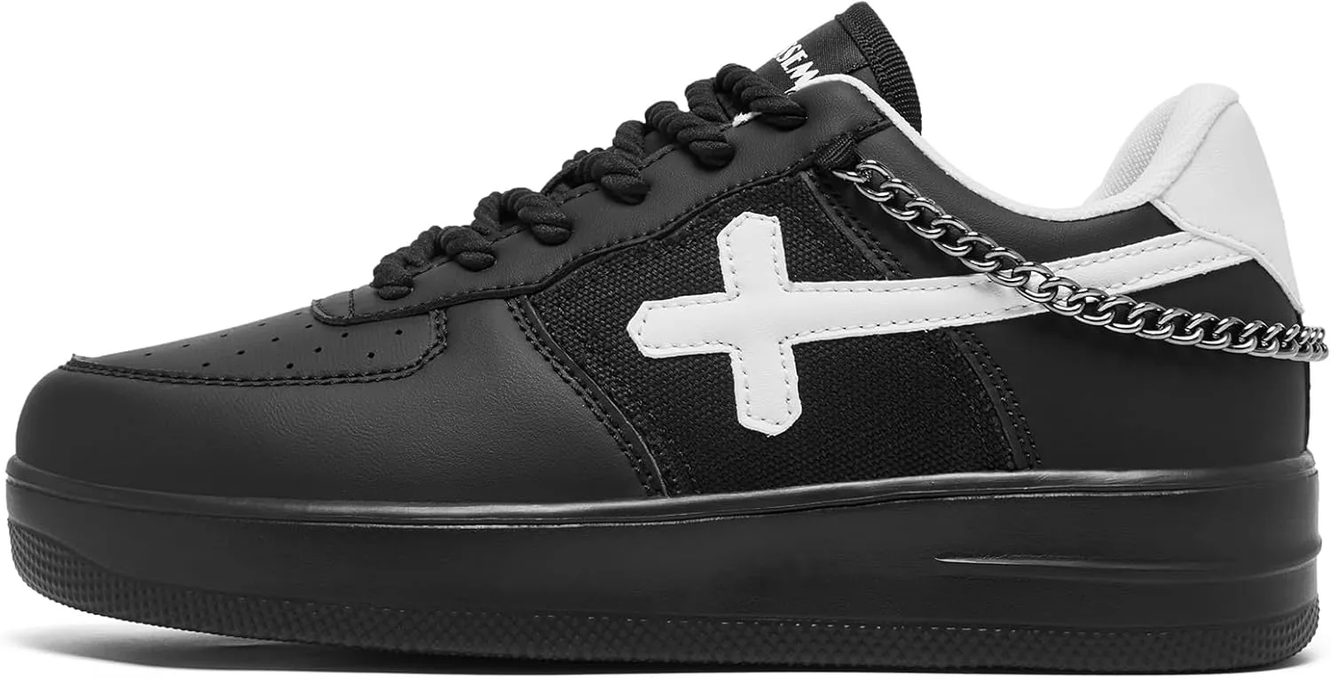 FANVOSSEM Chunky Platform Sneakers for WomenWomen's Comfy Sparkly Dad Shoes Lace-Up Casual Walking & Sport Work Sneaker