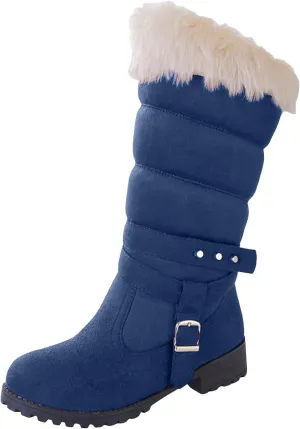 Fashionable and Classic High Top Warm Plus Velvet Low Heeled Round Toe Snow Boots for Women Womens Tote Wear Boots Women