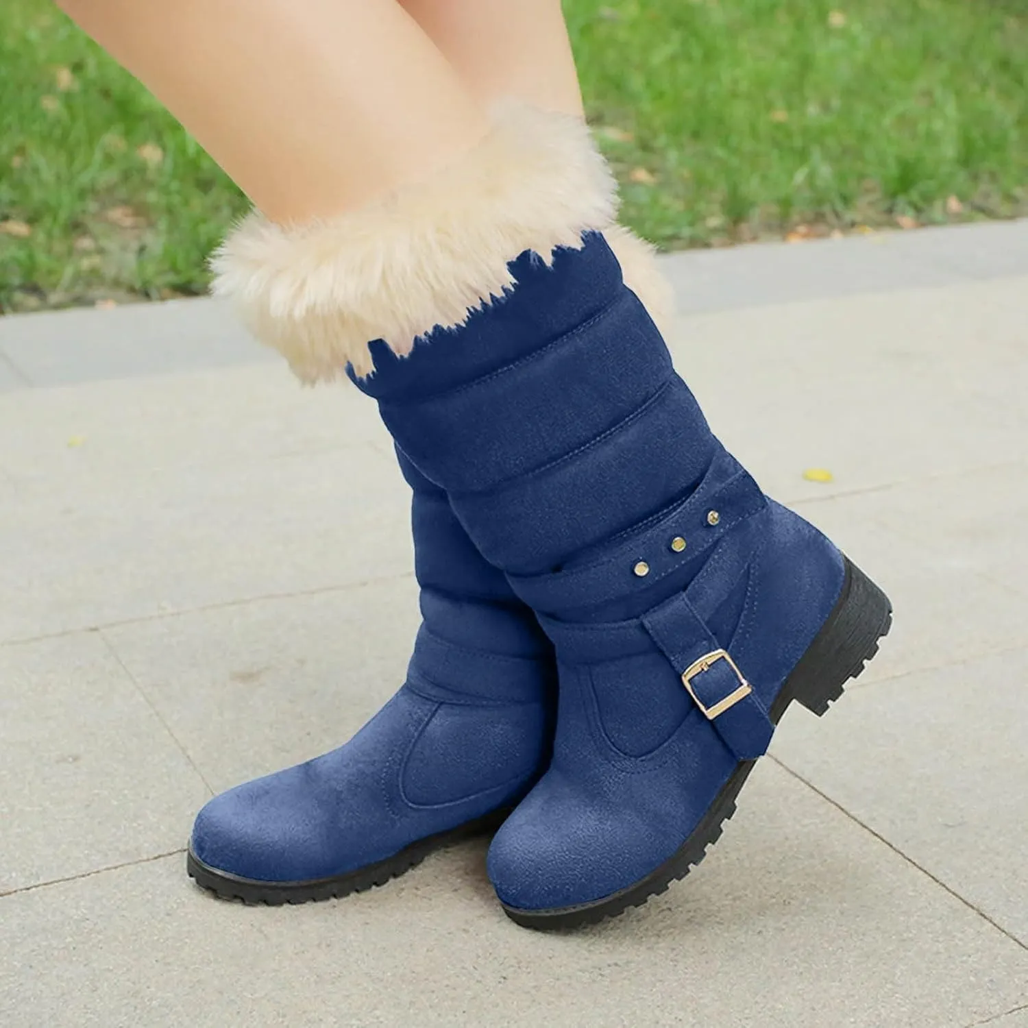 Fashionable and Classic High Top Warm Plus Velvet Low Heeled Round Toe Snow Boots for Women Womens Tote Wear Boots Women
