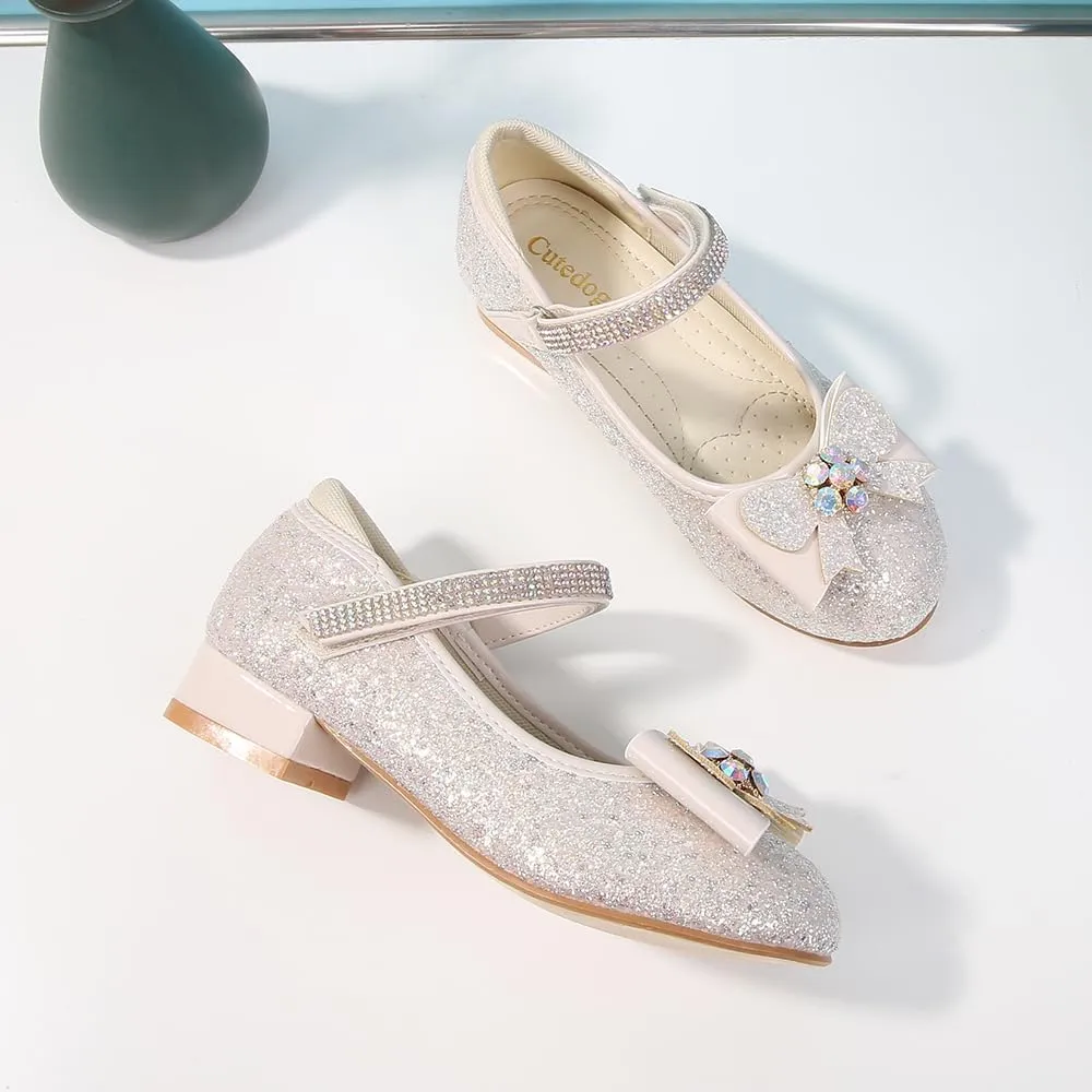 Girls Dress Shoes Prom Shoes Wedding Shoes Low Heel Glitter Toddler Shoes