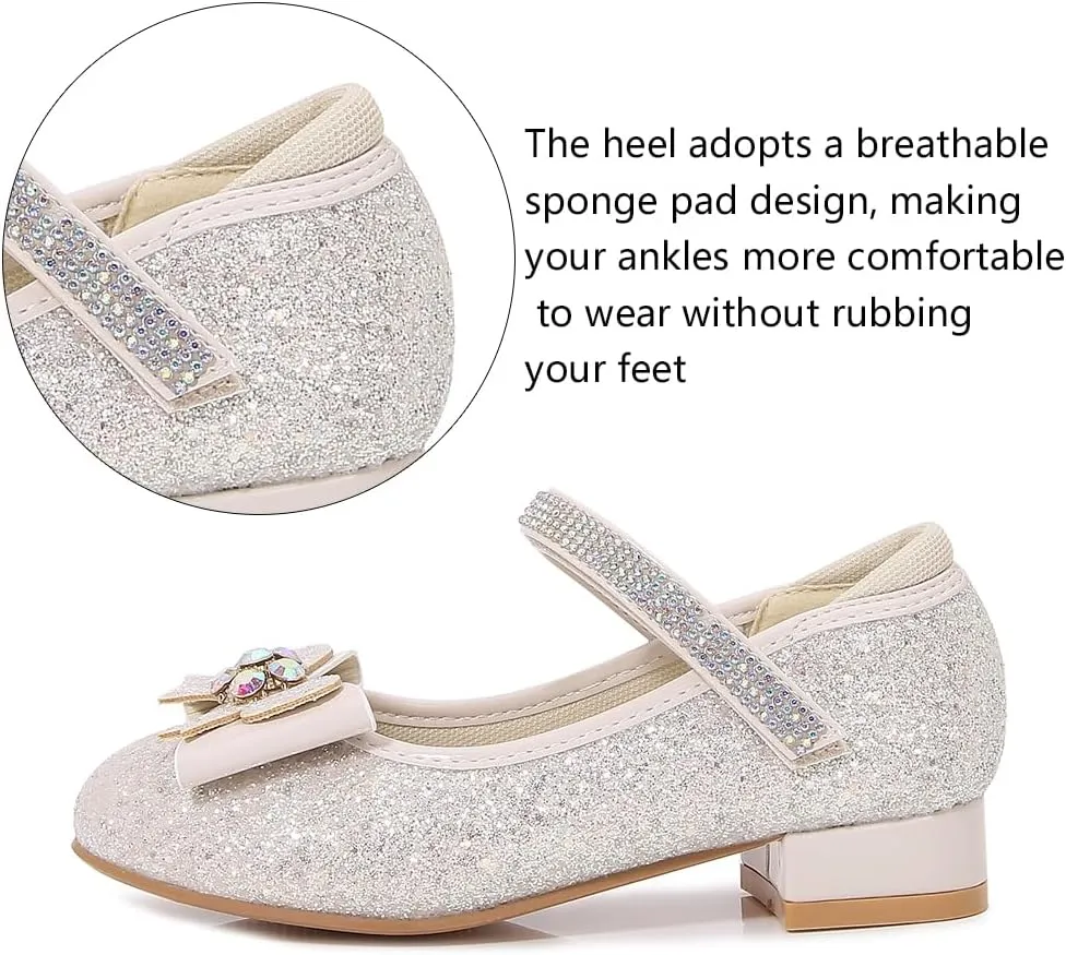 Girls Dress Shoes Prom Shoes Wedding Shoes Low Heel Glitter Toddler Shoes
