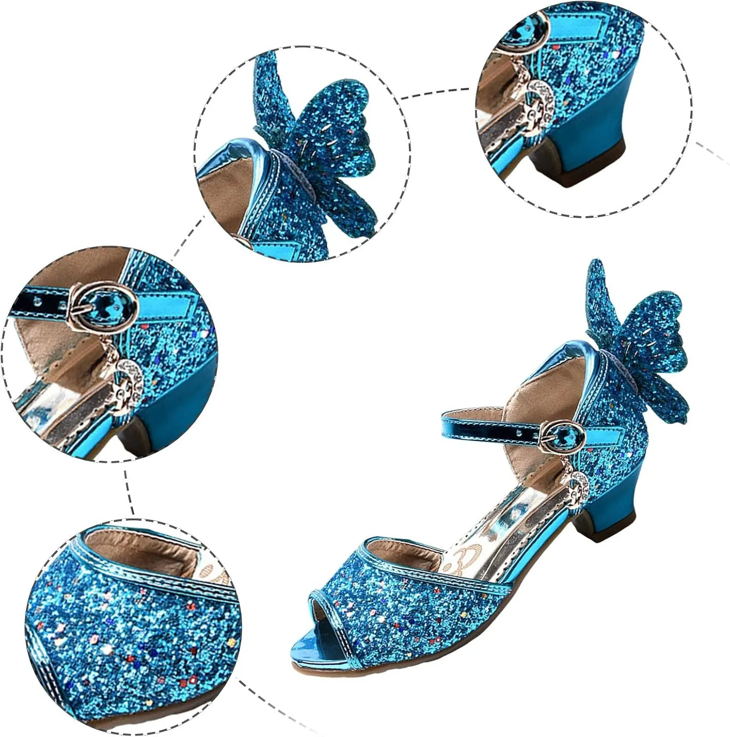 Girls Sandals for Big Kid Girls High Heels Blue Children's Sandals Shoes For The Children