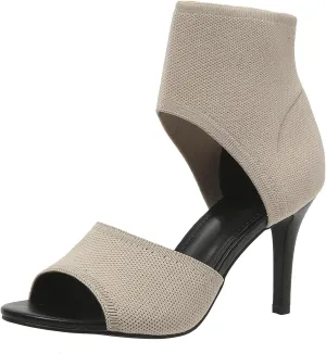 High Heels for Women Open Toe Heels Sandals Sexy 3 Inches Stiletto High Heels Summer Dressy Wide Slip On Comfortable Sandals Stretchy Knit Fashion Sandal for Prom, Party and Work