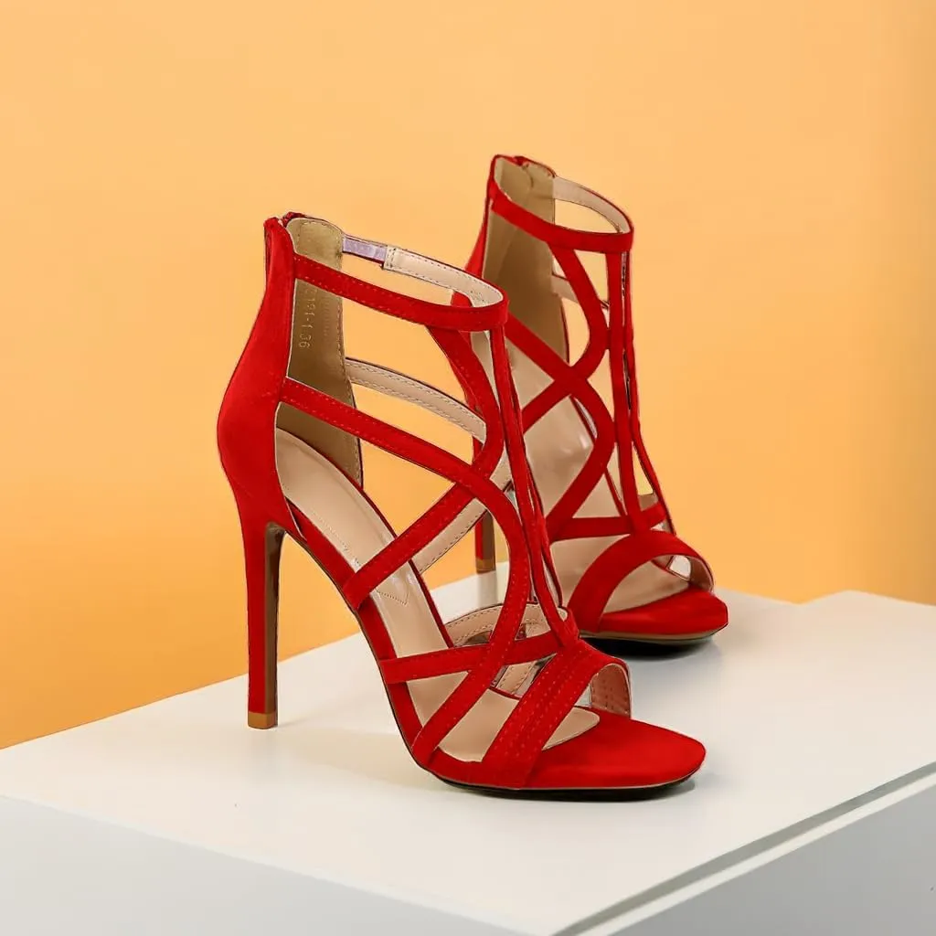 JOEupin Womens Open Toe High Heels Shoes Stiletto Dress Sandals