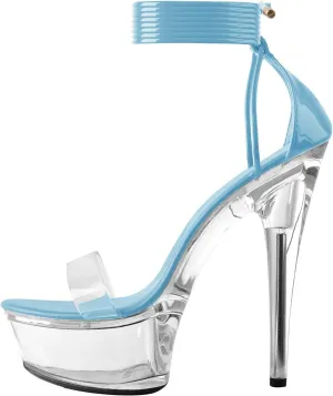 Lace Up Clear Platform High Heels Round Open Toe