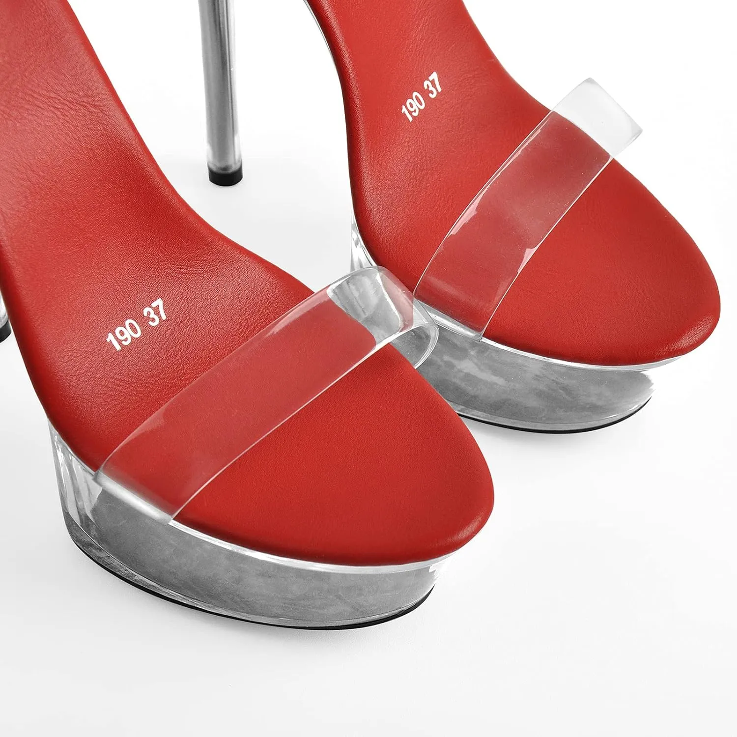 Lace Up Clear Platform High Heels Round Open Toe