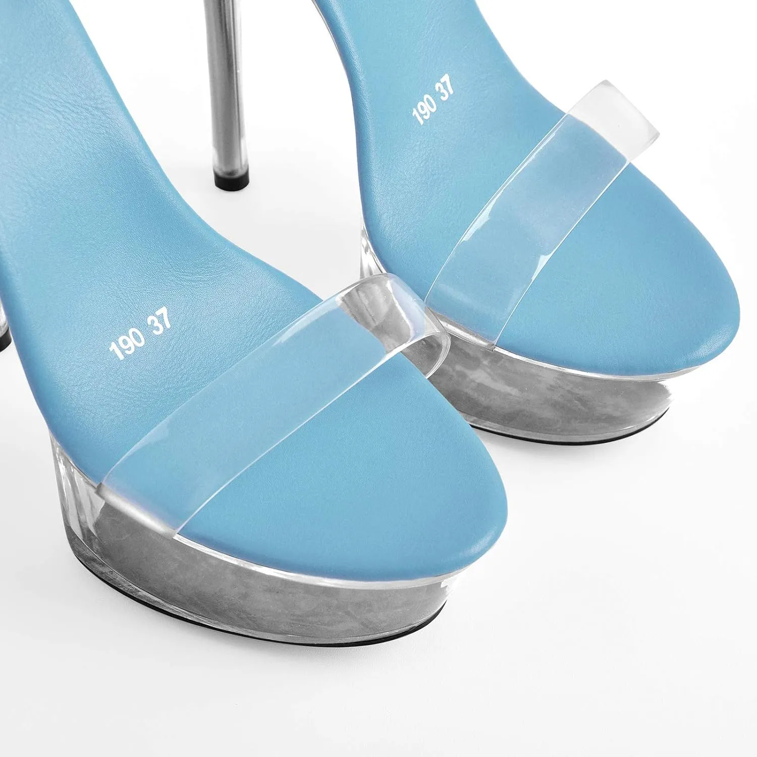 Lace Up Clear Platform High Heels Round Open Toe