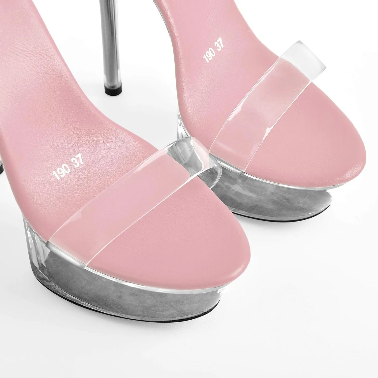 Lace Up Clear Platform High Heels Round Open Toe