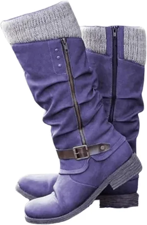 Ladmiple Boots For Women 2024 Low Heel Mid Calf Dress Biker Boots Side Zipper Motorcycle Combat Riding Military Ankle Booties