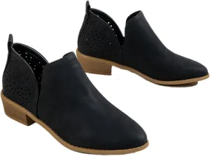 Lausiuoe Boots For Women Ankle Booties Sexy Low Heels V Cutout Chunky Block Casual Dressy Wide Width Slip on Ankle Boots