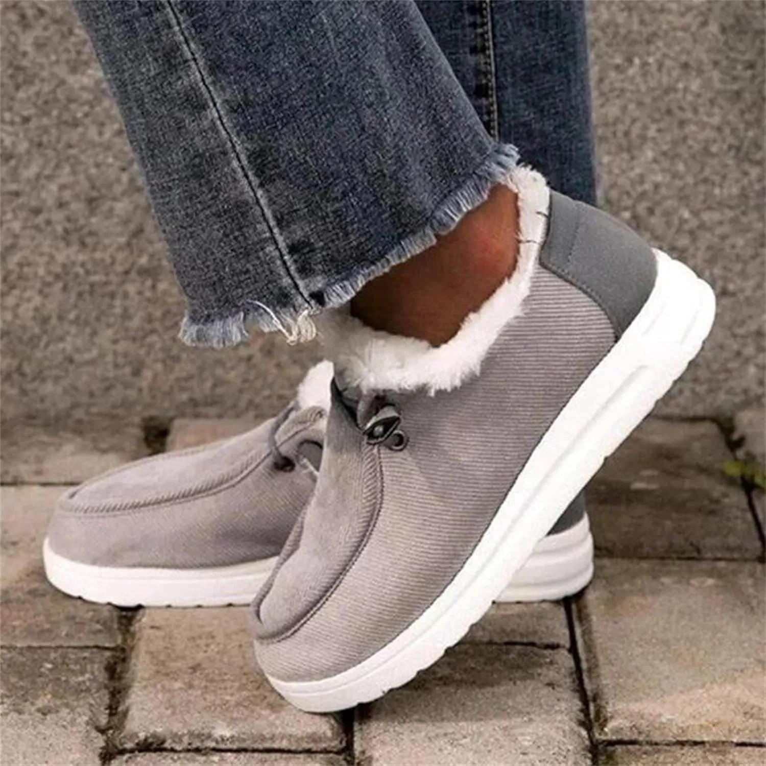Lausiuoe Boots For Women Ankle Booties Winter Snow Boots Classic Fuzzy Fur Lining Fashion Slip On Warm Casual Loafers