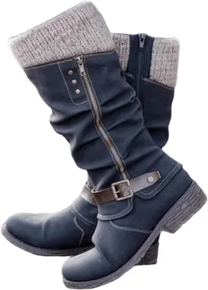Lausiuoe Boots For Women Knee High Wide Calf Cowboy Cowgirl Western Boots Embroidery Low Heel Fashion Fall Booties 2022