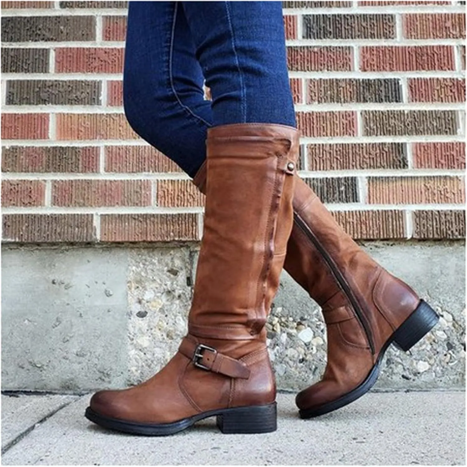 Lausiuoe Cowboy Boots For Women Wide Calf Low Heel Embroidered Western Cowgirl Style Chunky Short Ankle Booties Pull-On