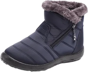 Lausiuoe Snow Boots For Women Waterproof Insulated Wide Width Winter Warm Fur Lined Ankle Booties Outdoor Walking Shoes