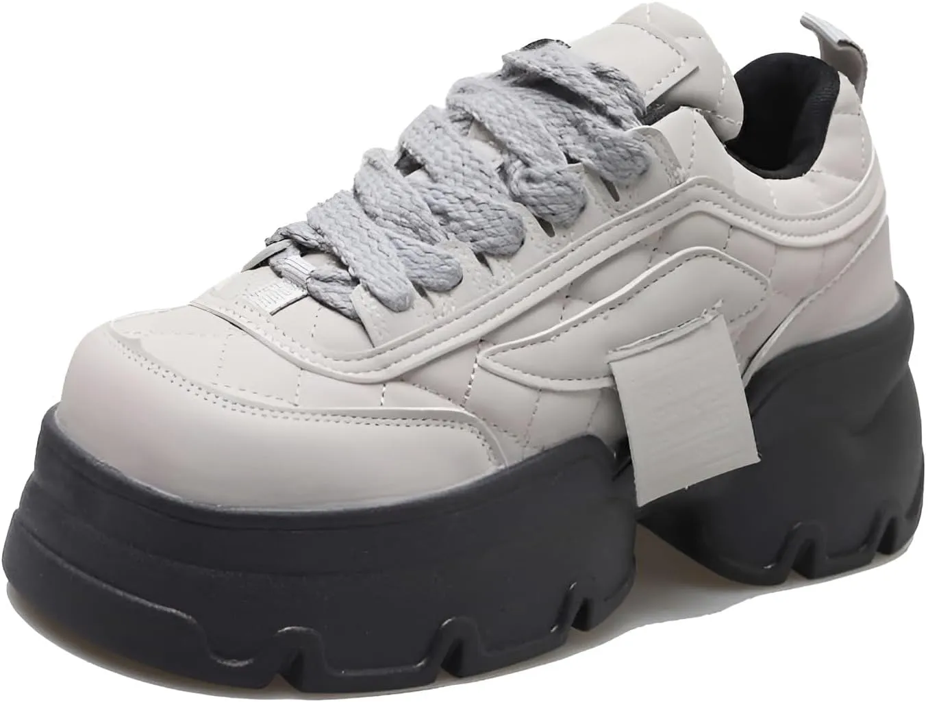 lilaBelle]Women's Platform SneakersThick Sole Height Increase Breathable Athletic Walking Shoes, Lightweight Fashion Dad Shoes for Fall, Non-Slip Casual Wear with Cushioned Insole Grey
