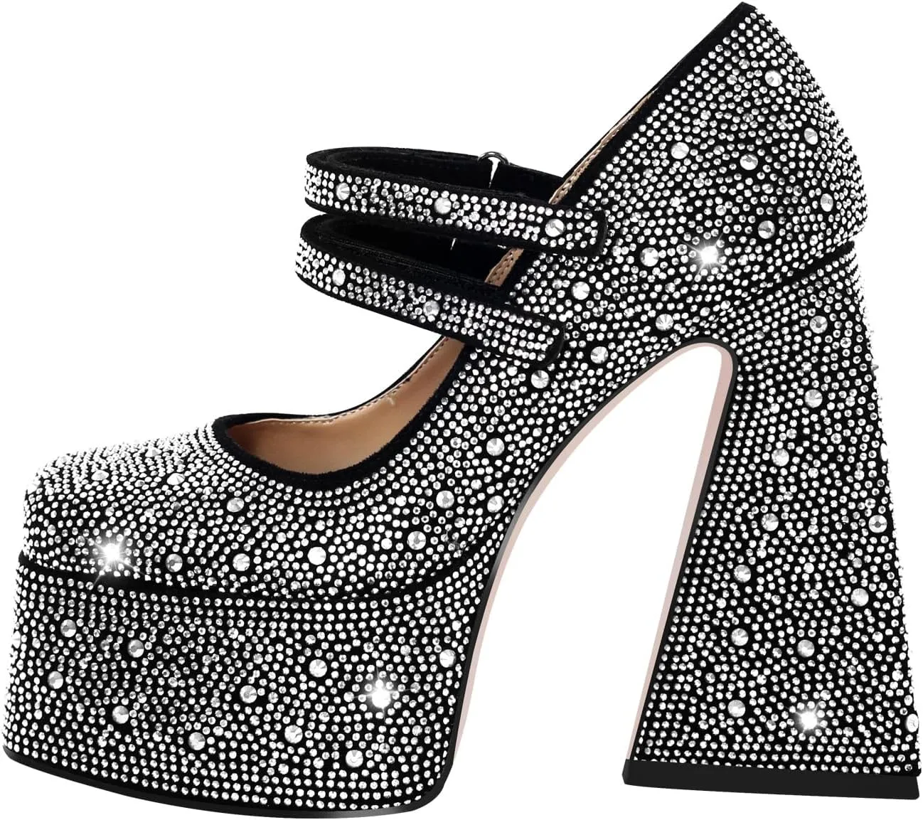 LISHAN Women's Platform 5.9in Super High Heels Pumps Slip On Pointed Toe Sandals
