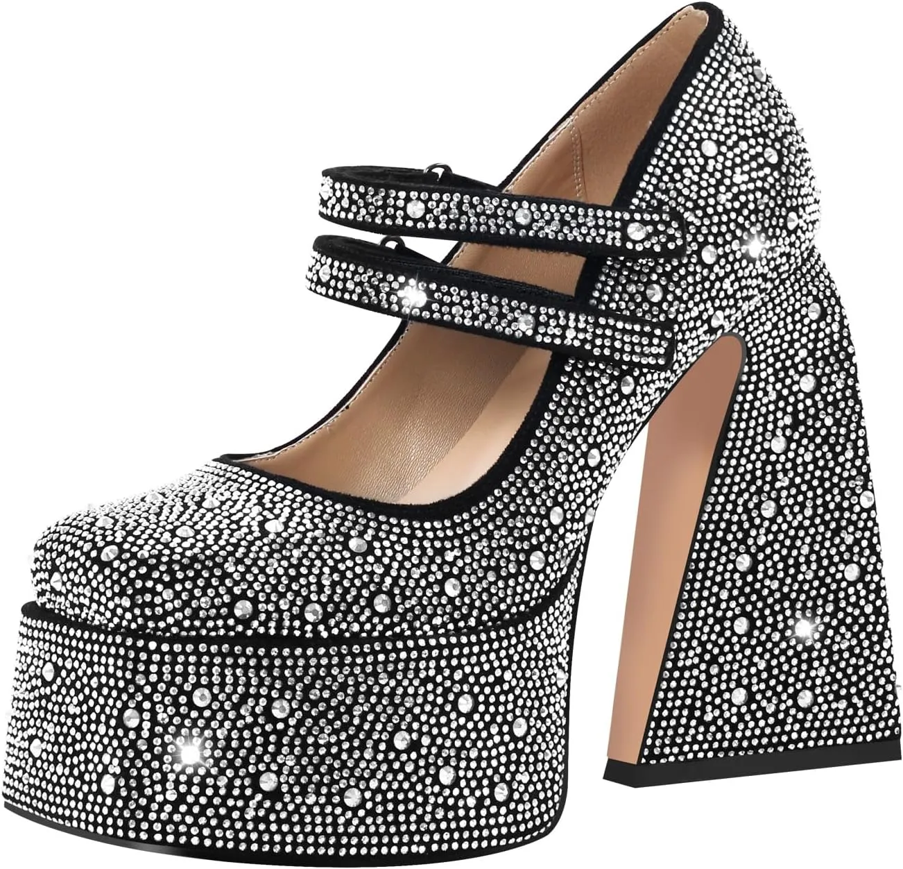 LISHAN Women's Platform 5.9in Super High Heels Pumps Slip On Pointed Toe Sandals